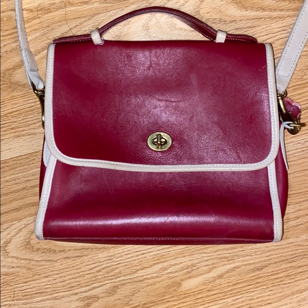 COPY - Red & White Vintage Coach crossbody bag